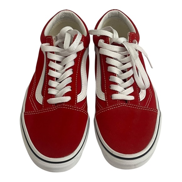 Vans Red Tennis Shoes Size 7.5 Women's Low Top Lace Up Suede Sneakers - Picture 9 of 9